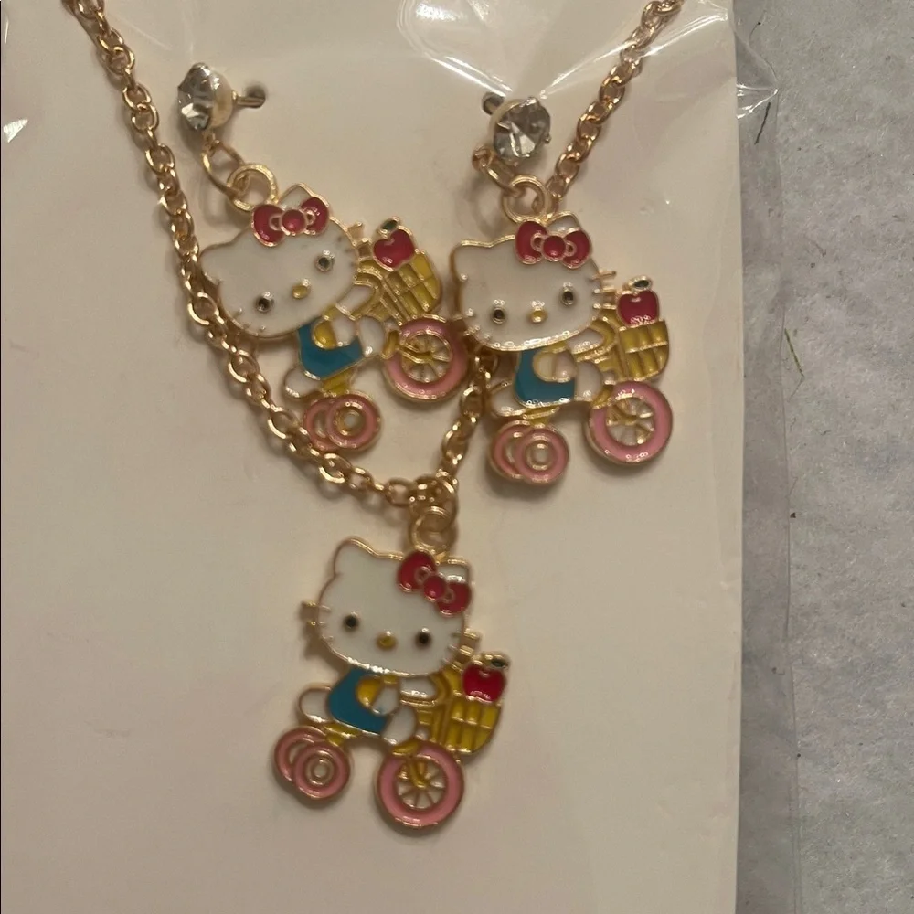 Hello Kitty Kids Socks coin purse, Necklace Set - Red, White nwt